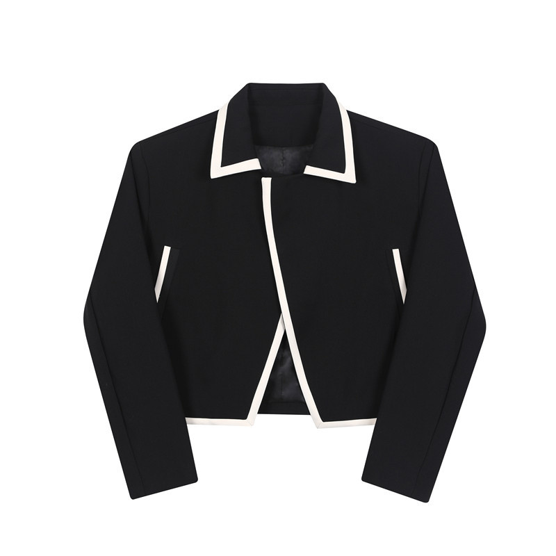 SYUHGFA Moda de primăvară Design de culoare contrastantă Jachetă casual stil scurtă 2023 Guler răsturnat Topuri casual pentru bărbați cu un singur buton