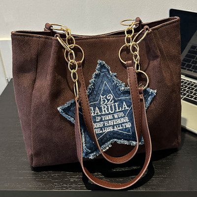 Γυναικεία στάμπα τσάντα ώμου Trendy Star tote Τσάντα μεγάλης χωρητικότητας επάνω τσάντα λαβής Clash χρώμα Ευέλικτη τσάντα αγορών