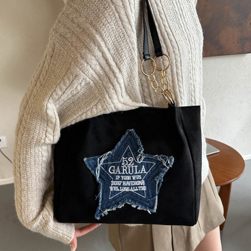 Γυναικεία στάμπα τσάντα ώμου Trendy Star tote Τσάντα μεγάλης χωρητικότητας επάνω τσάντα λαβής Clash χρώμα Ευέλικτη τσάντα αγορών
