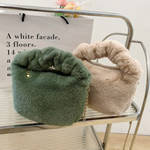 Χειμερινές γυναικείες τσάντες γυναικείες τσάντες χειρός από ψεύτικη γούνα Επάνω λαβή Λούτρινη τσάντα ώμου χιαστί Πορτοφόλι Πολυτελείς ντιζάιν τσάντες καρπού