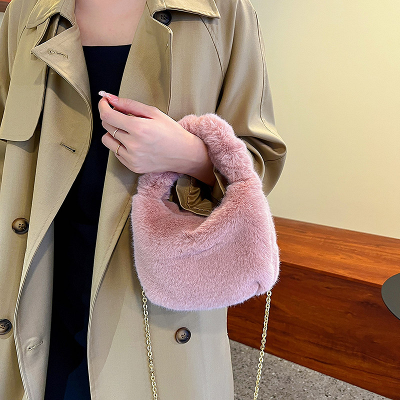 Χειμερινές γυναικείες τσάντες γυναικείες τσάντες χειρός από ψεύτικη γούνα Επάνω λαβή Λούτρινη τσάντα ώμου χιαστί Πορτοφόλι Πολυτελείς ντιζάιν τσάντες καρπού