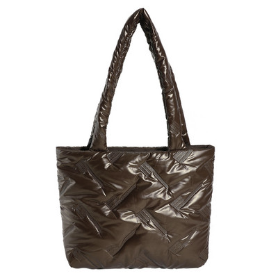 Genți de mână căptușite, genți de toamnă de toamnă, genți de umăr pentru femei, genți de umăr de lux, din bumbac, PU, geantă de iarnă.