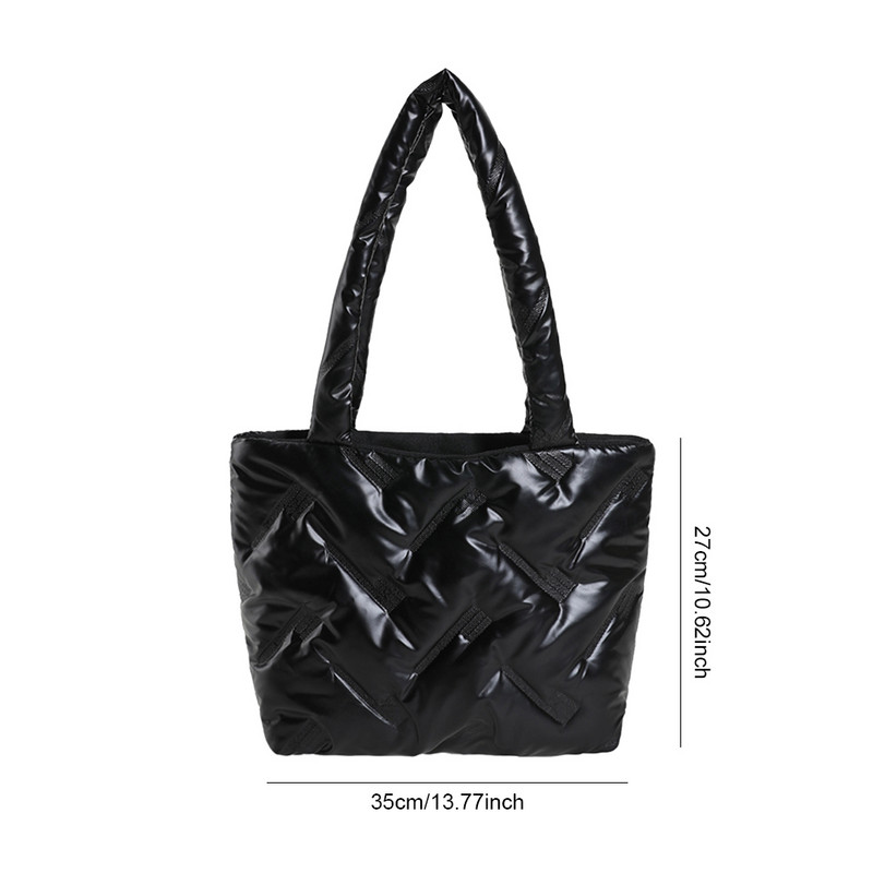 Genți de mână căptușite, genți de toamnă de toamnă, genți de umăr pentru femei, genți de umăr de lux, din bumbac, PU, geantă de iarnă.