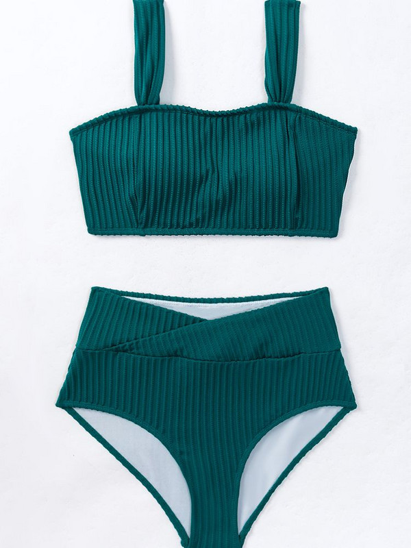 Vigorshely 2023 Set bikini cu nervuri sexy cu talie înaltă Costum de baie cu bretele pentru femeie Costume de baie Push UP pentru femei Set de costum de baie de plajă din două piese