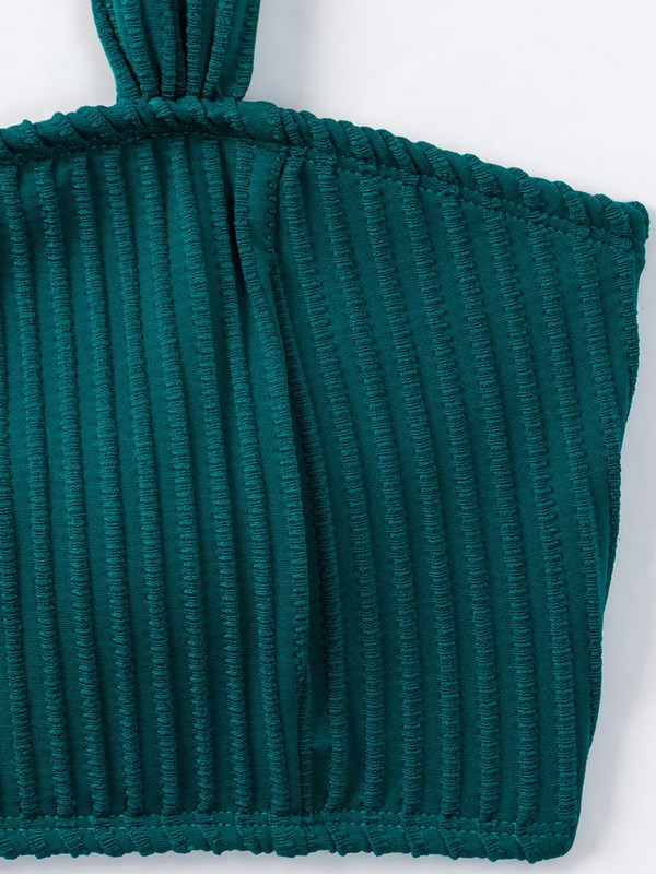 Vigorshely 2023 Set bikini cu nervuri sexy cu talie înaltă Costum de baie cu bretele pentru femeie Costume de baie Push UP pentru femei Set de costum de baie de plajă din două piese