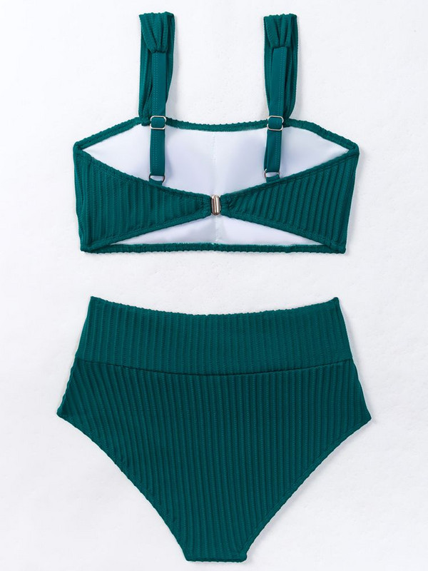 Vigorshely 2023 Set bikini cu nervuri sexy cu talie înaltă Costum de baie cu bretele pentru femeie Costume de baie Push UP pentru femei Set de costum de baie de plajă din două piese