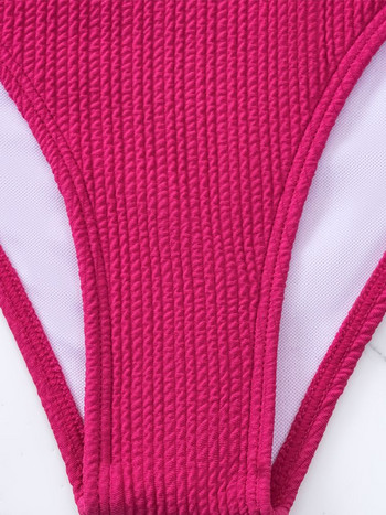 Vigorashely 2023 Σέξι ροζ μπικίνι με ραβδώσεις Push Up Straps μαγιό Micro V λαιμόκοψη Γυναικείο μαγιό με στρινγκ εξώπλατο