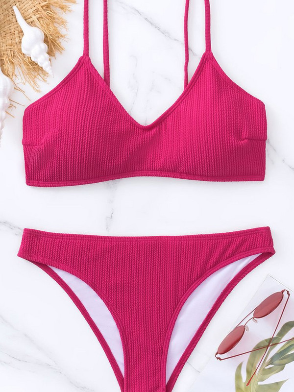 Vigorashely 2023 seksikas roosa soonikuga bikiinide komplekt Push Up rihmad, mikro V-kaelusega ujumistrikoo naiste seljata stringid ujumisriided