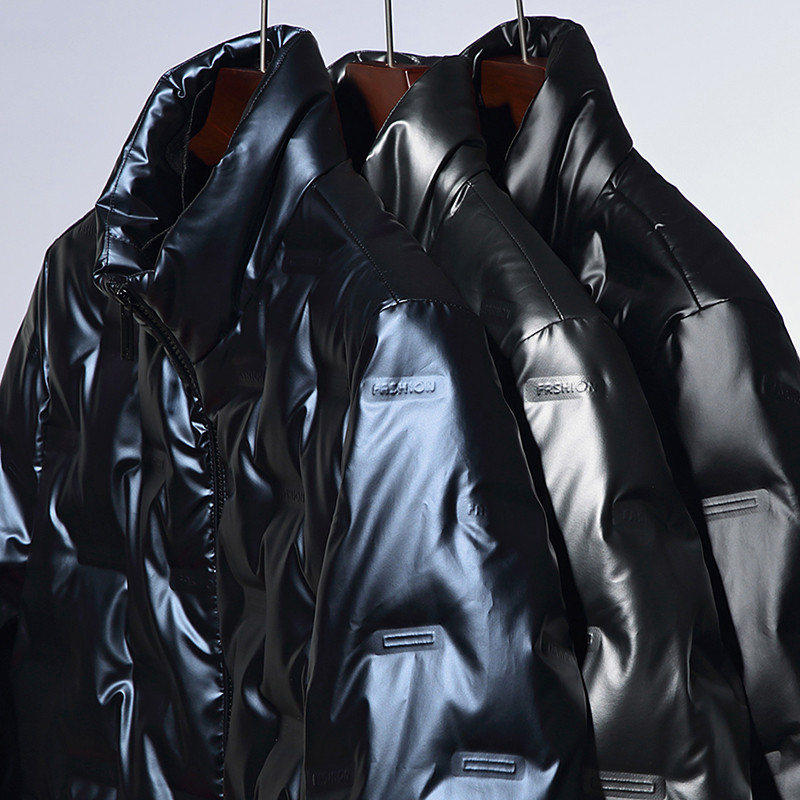 Ανδρικό φωτεινό δερμάτινο μπουφάν πουπουλένιο χειμερινό νέο χειμερινό κολάρο Casual Stand Κοντό ανδρικό λευκό μπουφάν με πούπουλα γκρι μπλε μαύρο