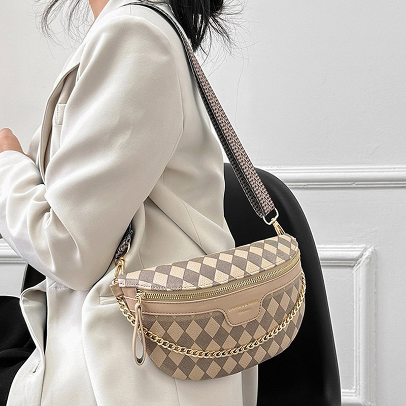 Σχεδιαστής πολυτελής τσάντα στήθους για γυναίκες Δερμάτινη τσάντα μέσης χιαστί Ταξίδι Γυναικεία τσάντα μέσης Half Moon Γυναικεία Fanny Packs