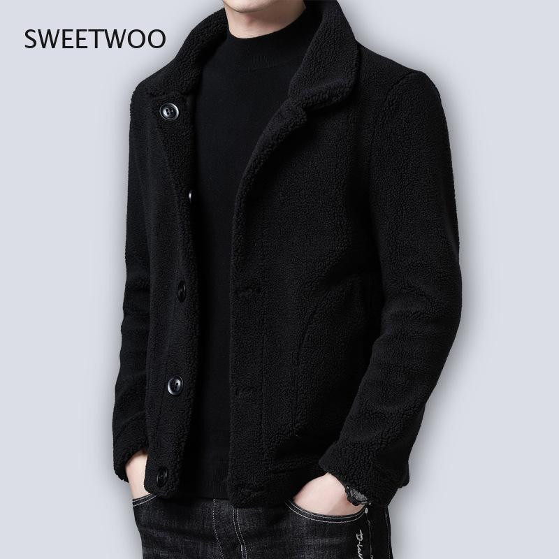 Ανδρικό καθαρό χρώμα φθινοπωρινό και χειμερινό βελούδινο μπουφάν διπλής όψης, μοντέρνο μοντέρνο μάλλινο κοντό πέτο