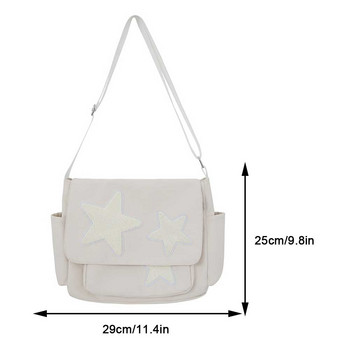 Дамска чанта със звезден модел Y2k Messenger Bag Casual Tote Lady Simple Large Capacity през рамо Ученическа чанта за момиче Пътуване Дамска чанта