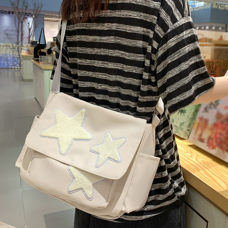Γυναικεία μοτίβο αστεριών Y2k Messenger Τσάντα Casual Tote Lady Simple Τσάντα ώμου μεγάλης χωρητικότητας Σχολική τσάντα ταξιδιού για κορίτσια Τσάντα χειρός