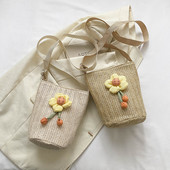 Μονόχρωμη γυναικεία τσάντα χιαστί μεγάλης χωρητικότητας Ψάθινη τσάντα ώμου Τσάντα τσάντα κουβά Τσάντα χειρός για ταξίδια γραφείου Καλλυντική τσάντα μακιγιάζ