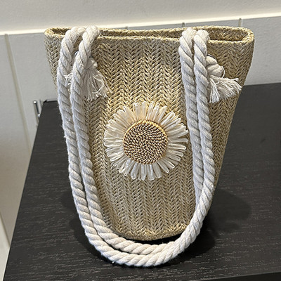 Μονόχρωμη γυναικεία τσάντα χιαστί μεγάλης χωρητικότητας Ψάθινη τσάντα ώμου Τσάντα τσάντα κουβά Τσάντα χειρός για ταξίδια γραφείου Καλλυντική τσάντα μακιγιάζ