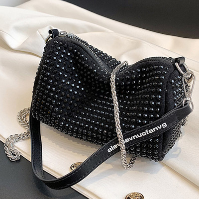 Genți de mână pentru damă, lanțuri, cu strasuri, genți de subrat pentru femei, de designer elegant, cilindru, pentru petrecere, cu diamante, poșete, genți de mână bolsas