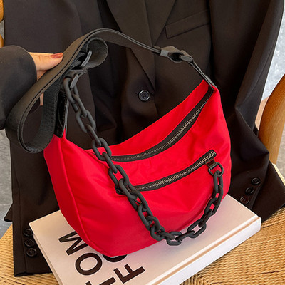 Νέες νάιλον υφασμάτινες τσάντες ώμου Vintage μονόχρωμες τσάντες Hobos casual μεγάλης χωρητικότητας Τσάντα χιαστί στήθους Μόδα γυναικεία τσάντα