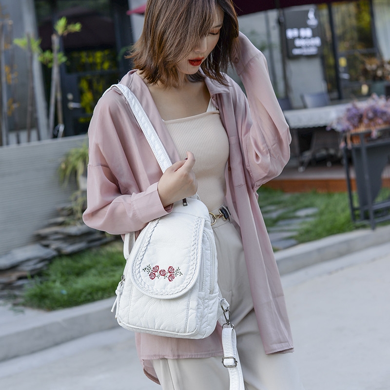 Rucsac moale, broderie la modă, de culoare solidă, pentru femei, de marca de designer de lux, rucsac de călătorie simplu, ghiozdan pentru fete 2021