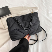 Geantă de mână de designer de lux pentru femei, geantă matlasată cu puf, cu lanț, pentru doamne, geantă de umăr, genți de cumpărături cu clapă