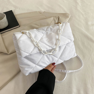 Geantă de mână de designer de lux pentru femei, geantă matlasată cu puf, cu lanț, pentru doamne, geantă de umăr, genți de cumpărături cu clapă