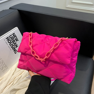 Geantă de mână de designer de lux pentru femei, geantă matlasată cu puf, cu lanț, pentru doamne, geantă de umăr, genți de cumpărături cu clapă