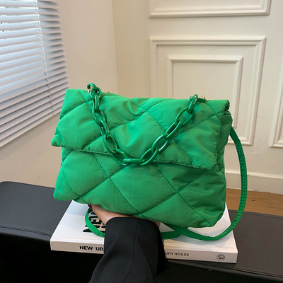 Geantă de mână de designer de lux pentru femei, geantă matlasată cu puf, cu lanț, pentru doamne, geantă de umăr, genți de cumpărături cu clapă