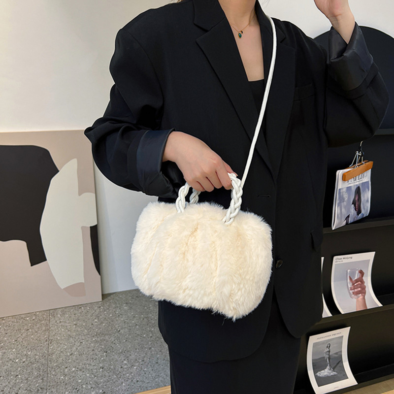 Dámska elegantná taška cez rameno, jednofarebná nadýchaná taška cez rameno, tkaná rúčka, crossbody kabelky, prenosné malé cestovné dievčenské tote