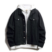 Fleece Men Oversize Μαύρο σακάκι πέτο τζιν μη εμπριμέ Ανδρικό μονόχρωμο μπουφάν φαρδύ ​Κουμπί συνονθύλευμα Men Up Fleece Cartoon