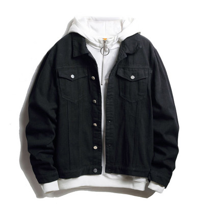 Fleece Men Oversize Μαύρο σακάκι πέτο τζιν μη εμπριμέ Ανδρικό μονόχρωμο μπουφάν φαρδύ ​Κουμπί συνονθύλευμα Men Up Fleece Cartoon