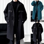 Varrukatega vest meeste mantel Talvine vintage õhuke revääriga talvepolsterdatud paks krae pikk jakk Nahast lambanahast jope