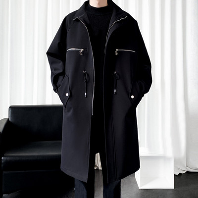 Varrukatega vest meeste mantel Talvine vintage õhuke revääriga talvepolsterdatud paks krae pikk jakk Nahast lambanahast jope