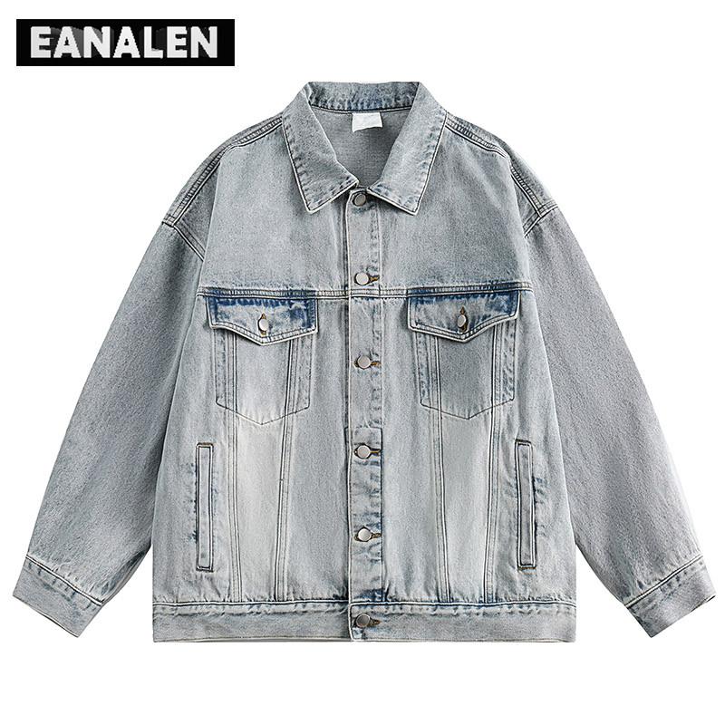 Harajuku Vintage Tie-Dye Τζιν Μπουφάν Ανδρικό Υπερμεγέθη Streetwear Rock Punk Gothic Μοτοσικλέτα Casual Πέτο Πουκάμισο τζιν Γυναικείο Y2K