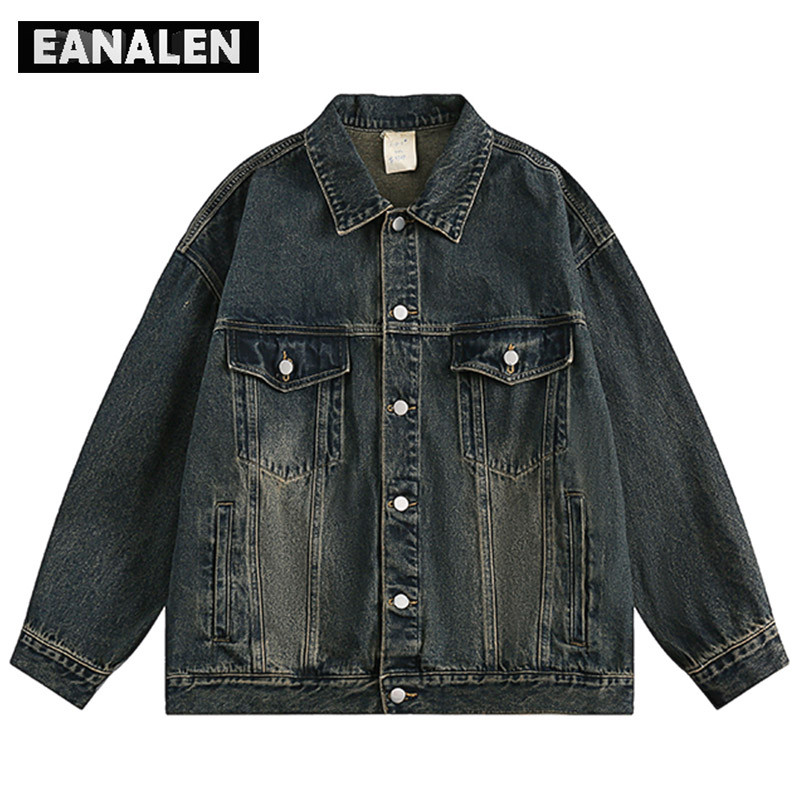 Harajuku Vintage Tie-Dye Τζιν Μπουφάν Ανδρικό Υπερμεγέθη Streetwear Rock Punk Gothic Μοτοσικλέτα Casual Πέτο Πουκάμισο τζιν Γυναικείο Y2K