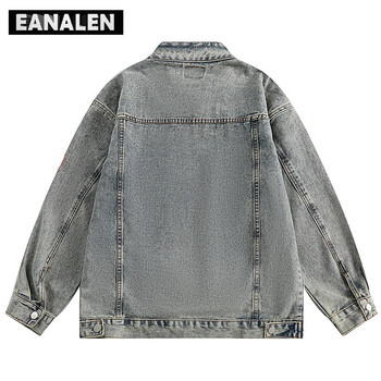 Harajuku Vintage Biker Racing Denim Jacket Мъжко извънгабаритно Streetwear Rock Punk Gothic Baseball Denim Jacket Дамско гадже