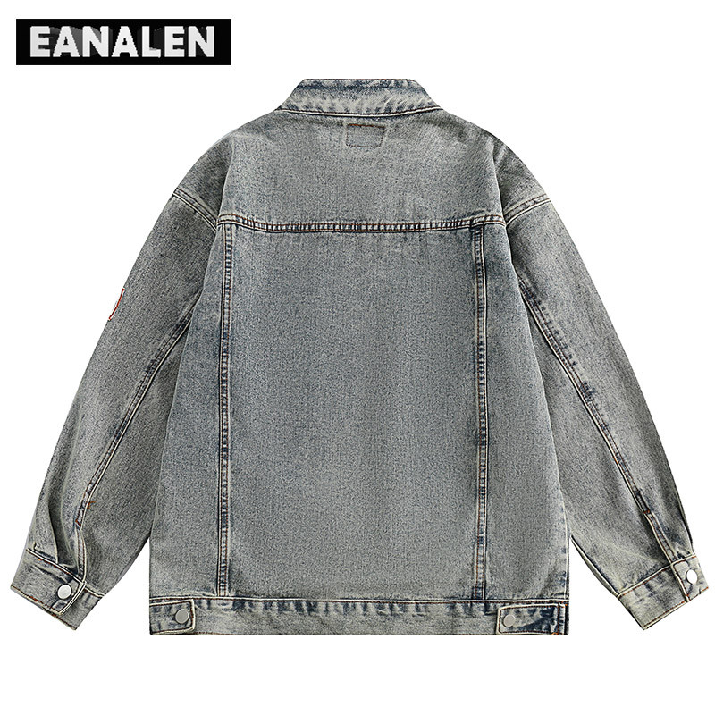 Harajuku Vintage Biker Racing Ανδρικό τζιν μπουφάν Υπερμεγέθη Streetwear Rock Punk Gothic Baseball Τζιν Μπουφάν Γυναικείο Boyfriend