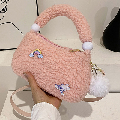 Γυναικεία τσάντα ώμου για κορίτσια Αφράτη τσάντα με κορυφαία λαβή Γυναικεία φθινοπωρινή χειμωνιάτικη χνουδωτή τσάντα χειρός Ζεστή βελούδινη τσάντα φόρμας μόδας Τσάντα αγορών