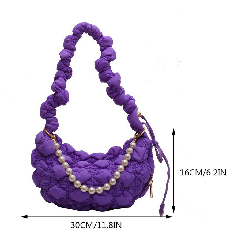 Genți încrețite pentru femei Genți de umăr Genți de mână cu pliuri matlasate în nor Geantă de mână cu lanț de perle Geantă moale de călătorie Messenger 2023 주름가방
