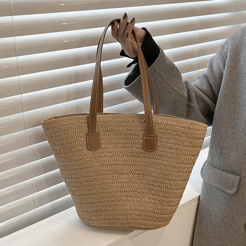 Straw Weave Tote Τσάντες Γυναικείες τσάντες ώμου Bohemian για γυναίκες 2023 Άνοιξη Καλοκαίρι Τσάντες παραλίας Casual Lady Travel Τσάντες αγορών