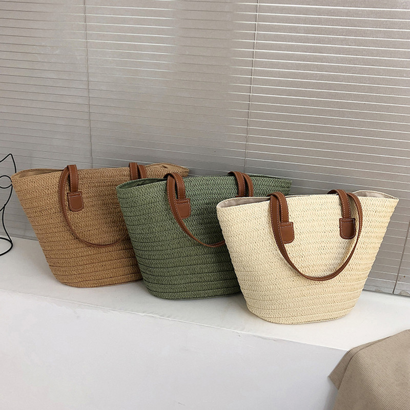 Straw Weave Tote Τσάντες Γυναικείες τσάντες ώμου Bohemian για γυναίκες 2023 Άνοιξη Καλοκαίρι Τσάντες παραλίας Casual Lady Travel Τσάντες αγορών