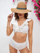 Νέο σέξι μπικίνι με ψηλόμεσο βολάν 2023 Γυναικεία μαγιό δύο τεμαχίων μαγιό μπικίνι μαγιό με λαιμόκοψη V