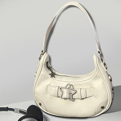 Genți de mână cu stea vintage pentru femei, de modă, cu umăr, geantă de subrat, poșetă de doamnă, din denim, Y2k, poșete pentru axile pentru femei.