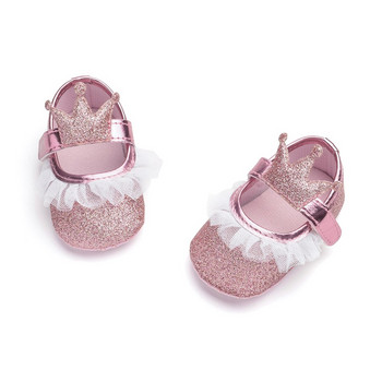 Βρεφικά μοκασίνια Baby Princess Lace PU Δερμάτινα Αθλητικά Παπούτσια Νήπιο Αντιολισθητικό στέμμα Γενέθλια Mary Jane Παπούτσια Νεογέννητα First Walkers