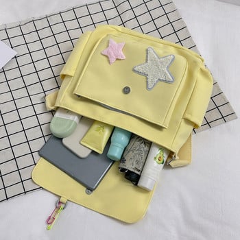 Дамска чанта със звезден модел Kawaii Crossbody Bag Casual Tote Lady Y2k Streetwear Голяма чанта за рамо Момиче Пътуване Ученическа чанта Дамска чанта