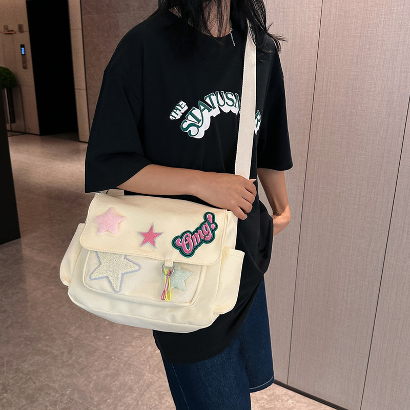 Γυναικεία μοτίβο αστεριών Τσάντα χιαστί Kawaii Casual Tote Lady Y2k Streetwear Μεγάλη Τσάντα ώμου για κορίτσια Ταξιδιωτική τσάντα βιβλιοθήκης