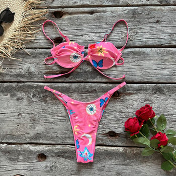 Micro Eyes Bikini Sexy Thong Γυναικείο μαγιό 2023 Γυναικεία μαγιό Push Up Σετ μπικίνι μπάνιου Sutis ρούχα παραλίας Brazilian Biquini