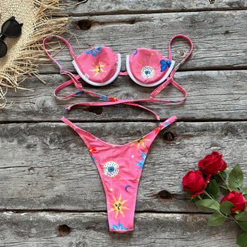 Micro Eyes Bikini Sexy Thong Γυναικείο μαγιό 2023 Γυναικεία μαγιό Push Up Σετ μπικίνι μπάνιου Sutis ρούχα παραλίας Brazilian Biquini