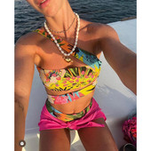 Seksikas kõrge vöökohaga bikiinikomplekt 2023, uue trükiga ühe õlaga ujumisriided naiste ujumistrikoo õõnsad supelkostüümid naiste rannariided biquini