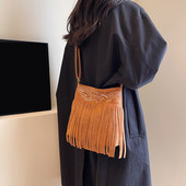 Dámske luxusné semišové kabelky cez rameno Gusure Vintage Tassel Crossbody, malé ručné a kabelkové kabelky, luxusný dizajn, podpazušie, kabelka Hobos