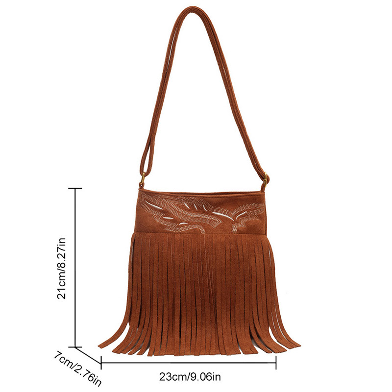 Dámske luxusné semišové kabelky cez rameno Gusure Vintage Tassel Crossbody, malé ručné a kabelkové kabelky, luxusný dizajn, podpazušie, kabelka Hobos