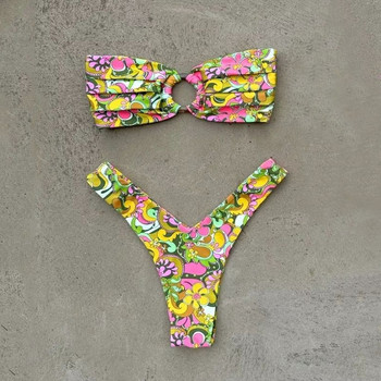 Sexy print Micro Bikini 2023 Γυναικείο μαγιό Γυναικείο Σετ μπικίνι με στρινγκ μπικίνι Brazilian Halter Beach Wear Lace Up Μαγιό